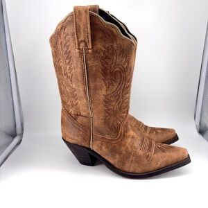 Rockin Country Plains Drifter Distressed Embroidered Brown Western Cowboy Boots